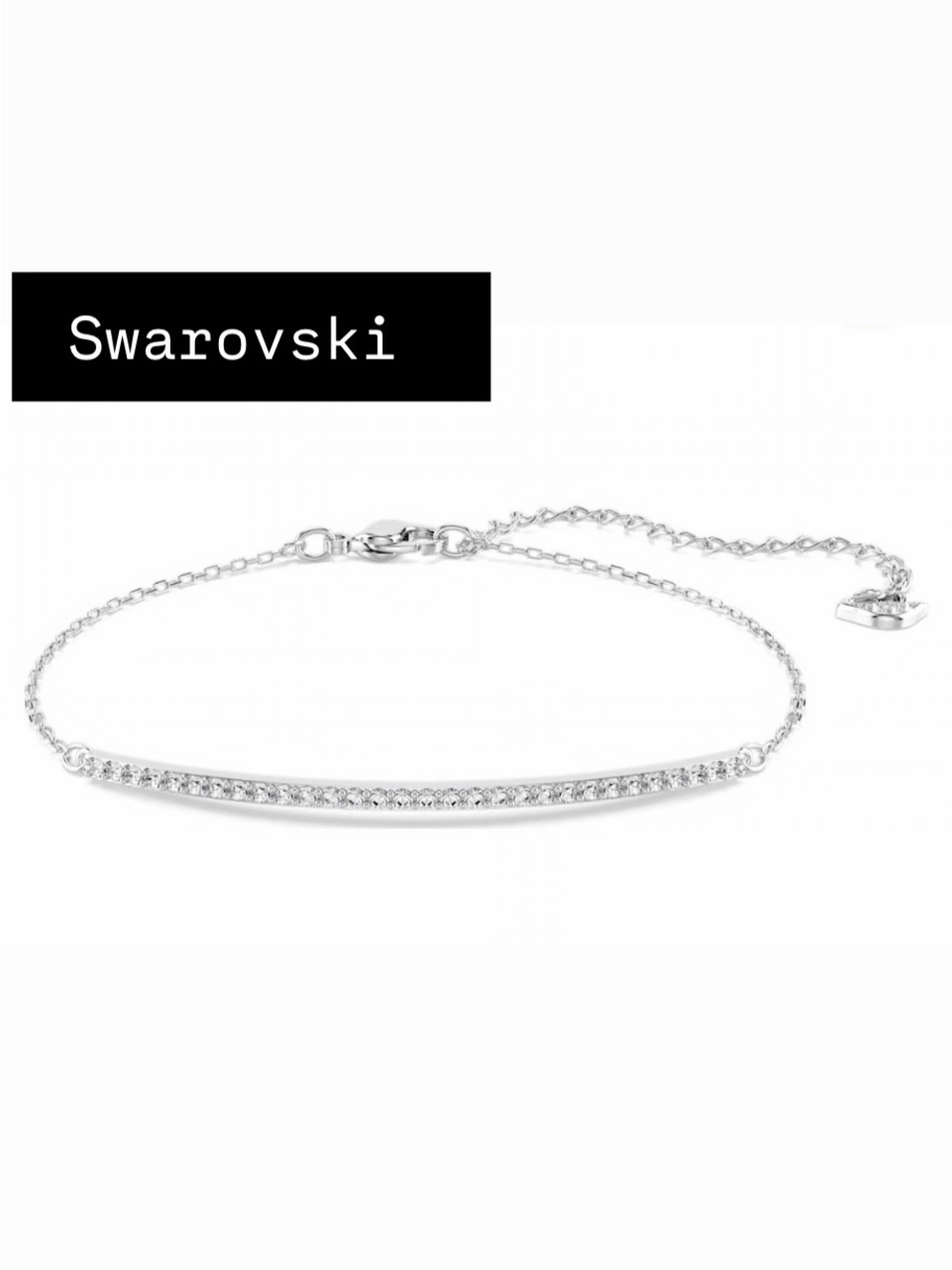 Swarovski Silver Crystal Bar Bracelet with Clear Stones